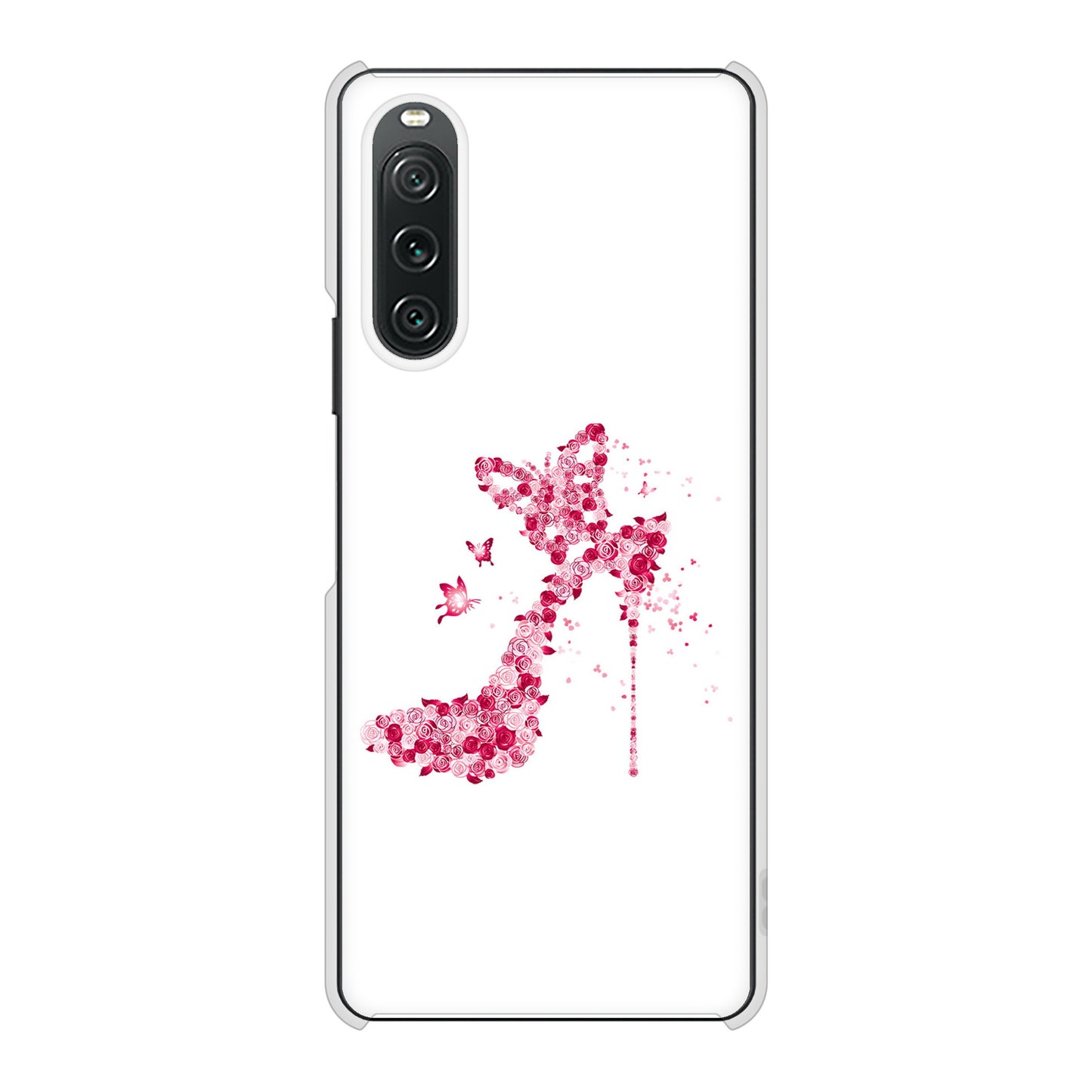 Xperia 10 V SO-52D docomo 高画質仕上げ 背面印刷 ハードケース 【387 薔薇のハイヒール】