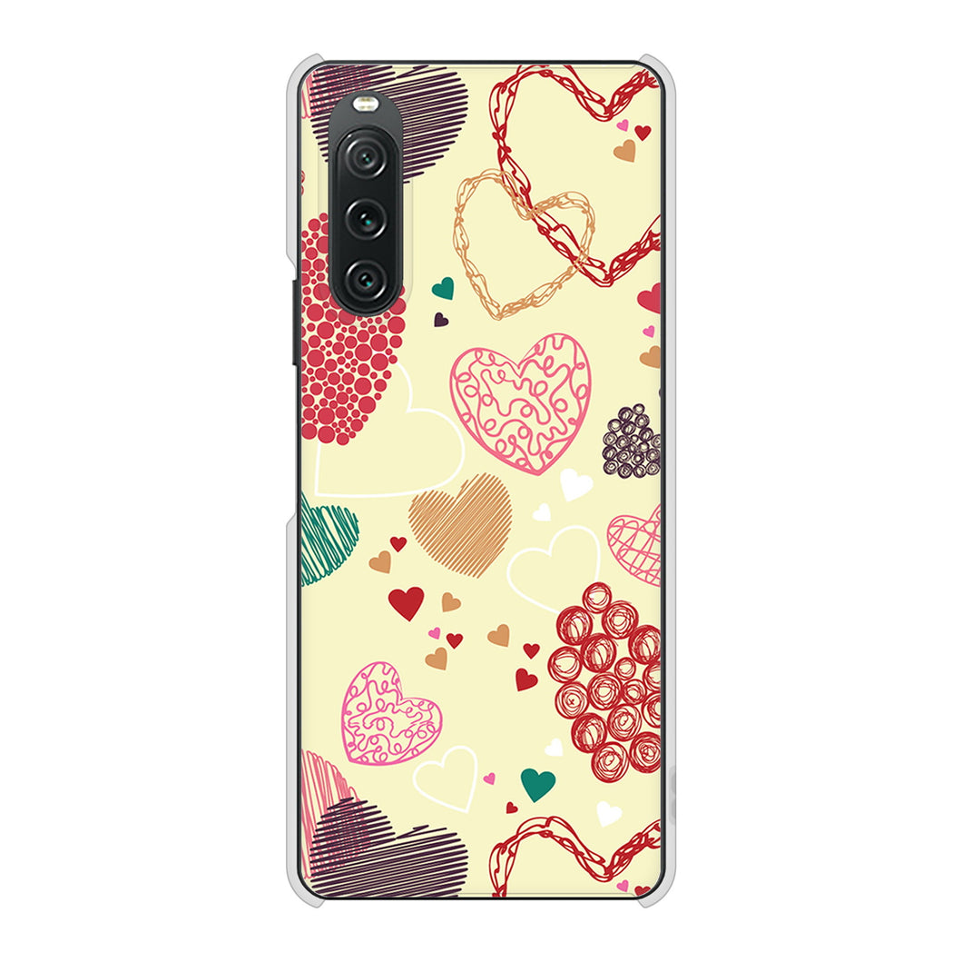 Xperia 10 V SO-52D docomo 高画質仕上げ 背面印刷 ハードケース 【480 素朴なハート】