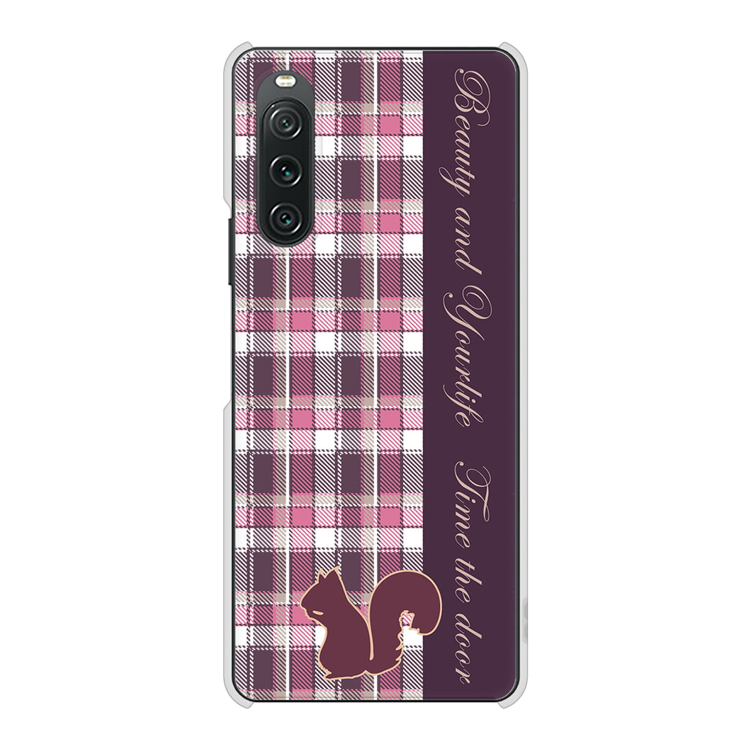 Xperia 10 V SO-52D docomo 高画質仕上げ 背面印刷 ハードケースピンクチェック