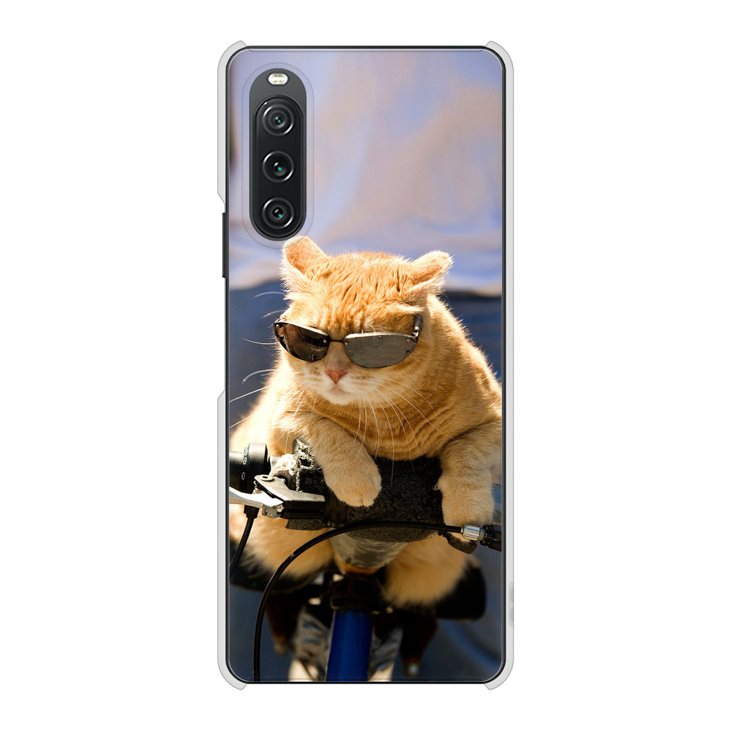 Xperia 10 V SO-52D docomo 高画質仕上げ 背面印刷 ハードケース 【595 にゃんとサイクル】