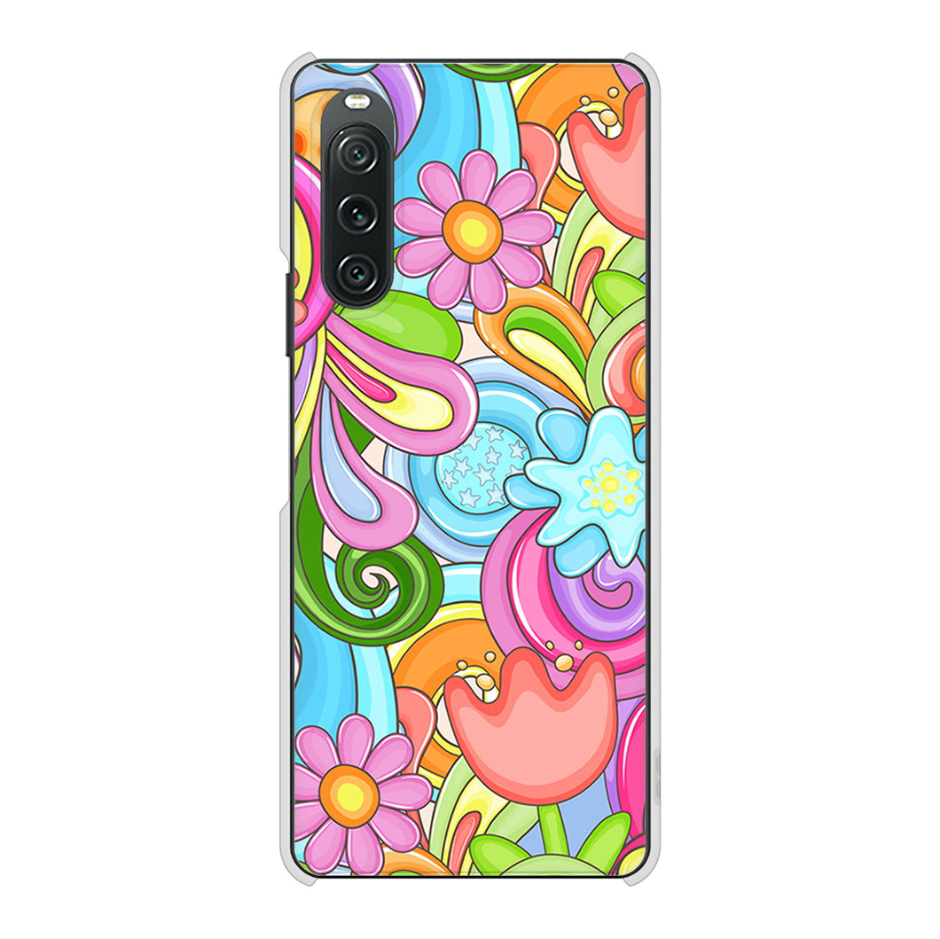 Xperia 10 V SO-52D docomo 高画質仕上げ 背面印刷 ハードケース 【713 ミラクルフラワー】