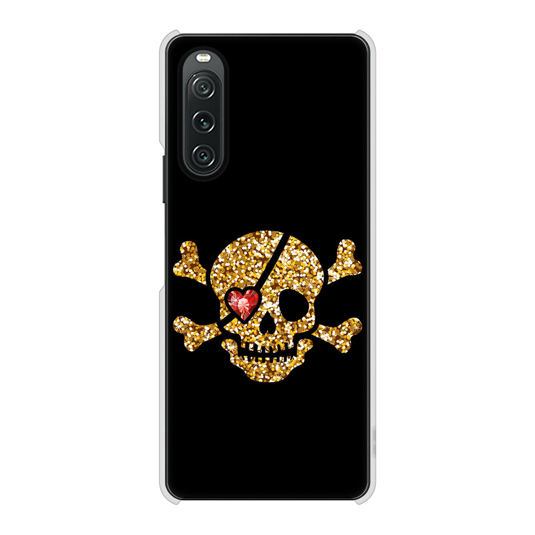 Xperia 10 V SO-52D docomo 高画質仕上げ 背面印刷 ハードケース 【1082 海賊ドクロ】