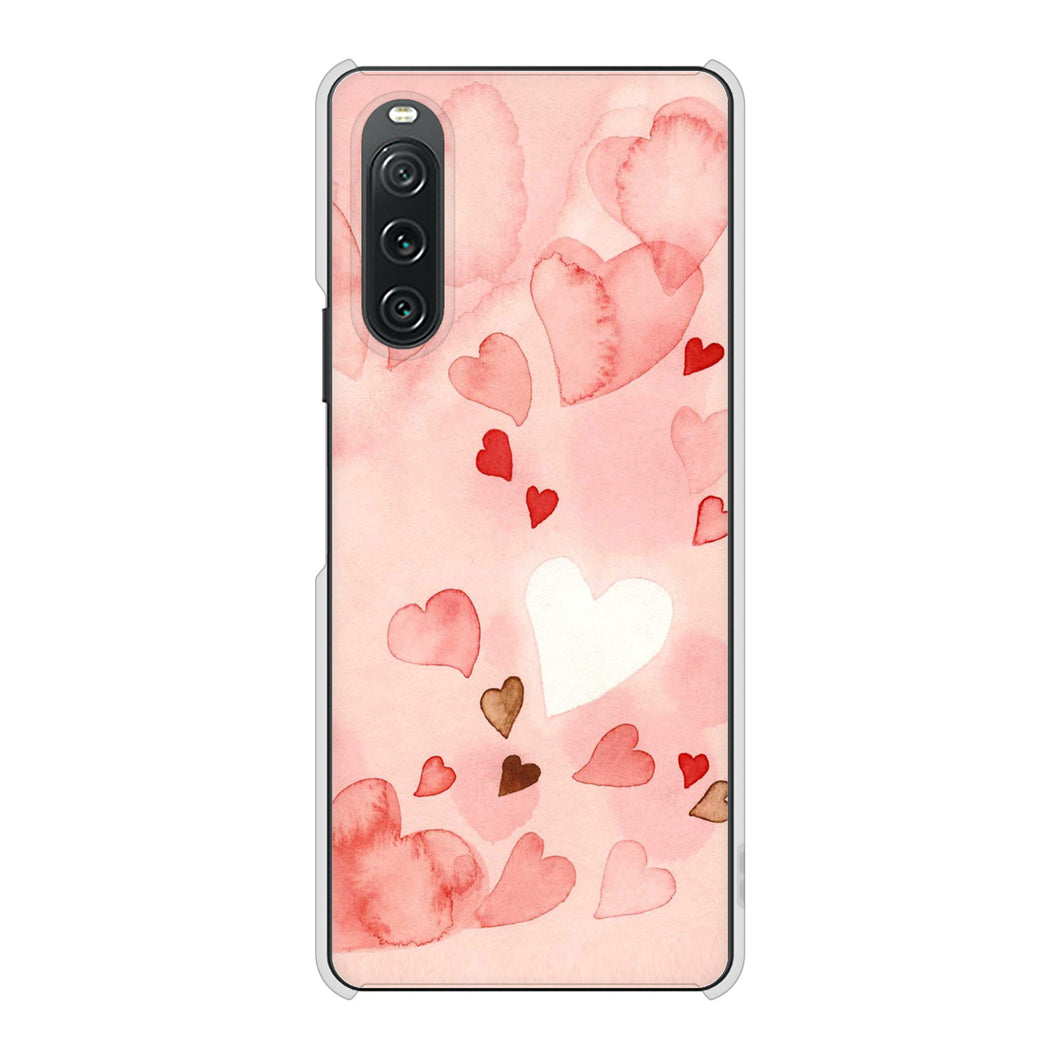 Xperia 10 V SO-52D docomo 高画質仕上げ 背面印刷 ハードケース 【1125 ハートの和紙】