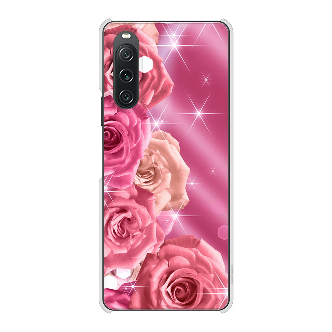 Xperia 10 V SO-52D docomo 高画質仕上げ 背面印刷 ハードケース 【1182 ピンクの薔薇に誘われて】