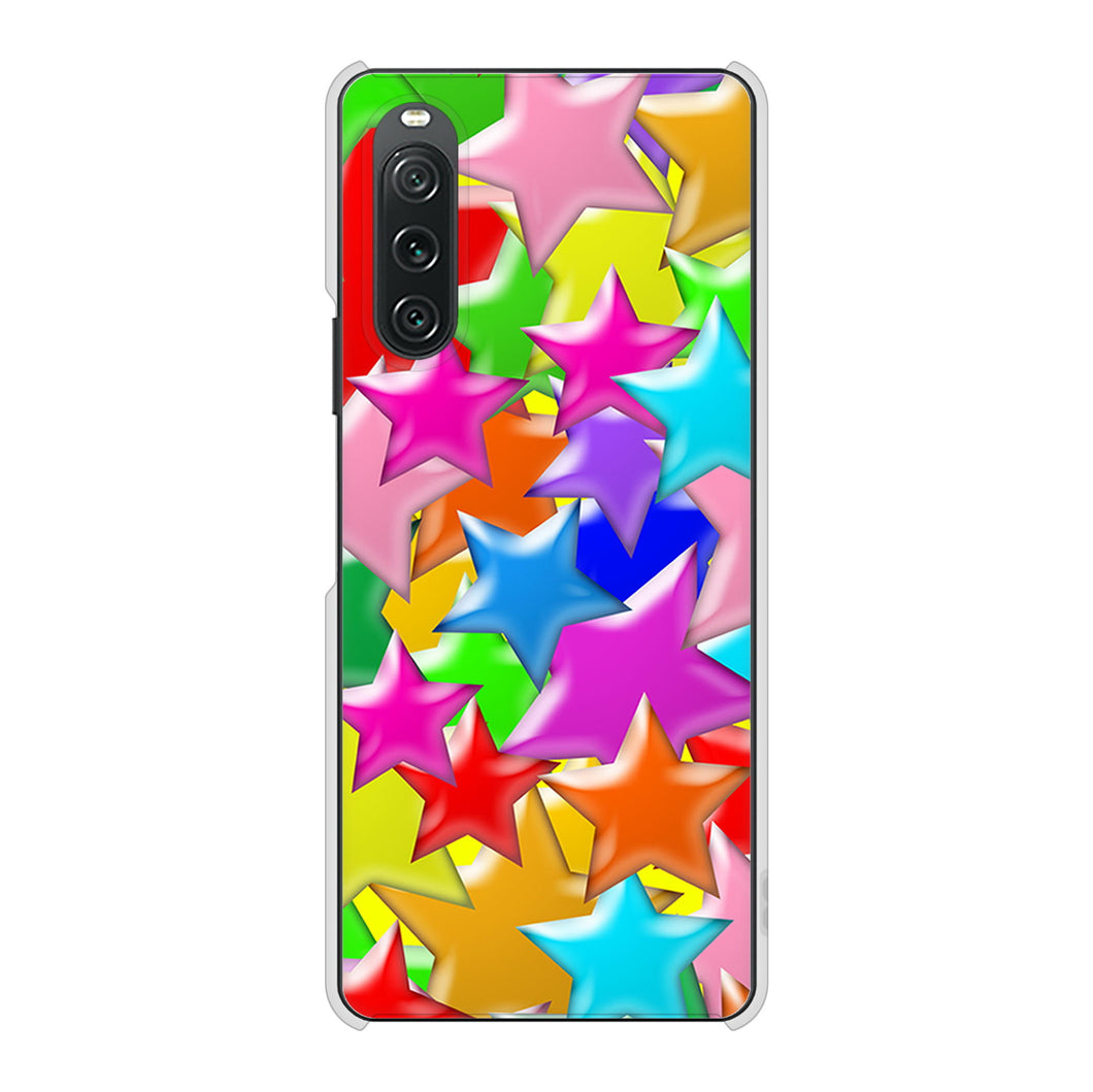 Xperia 10 V SO-52D docomo 高画質仕上げ 背面印刷 ハードケース 【1293 ランダムスター】
