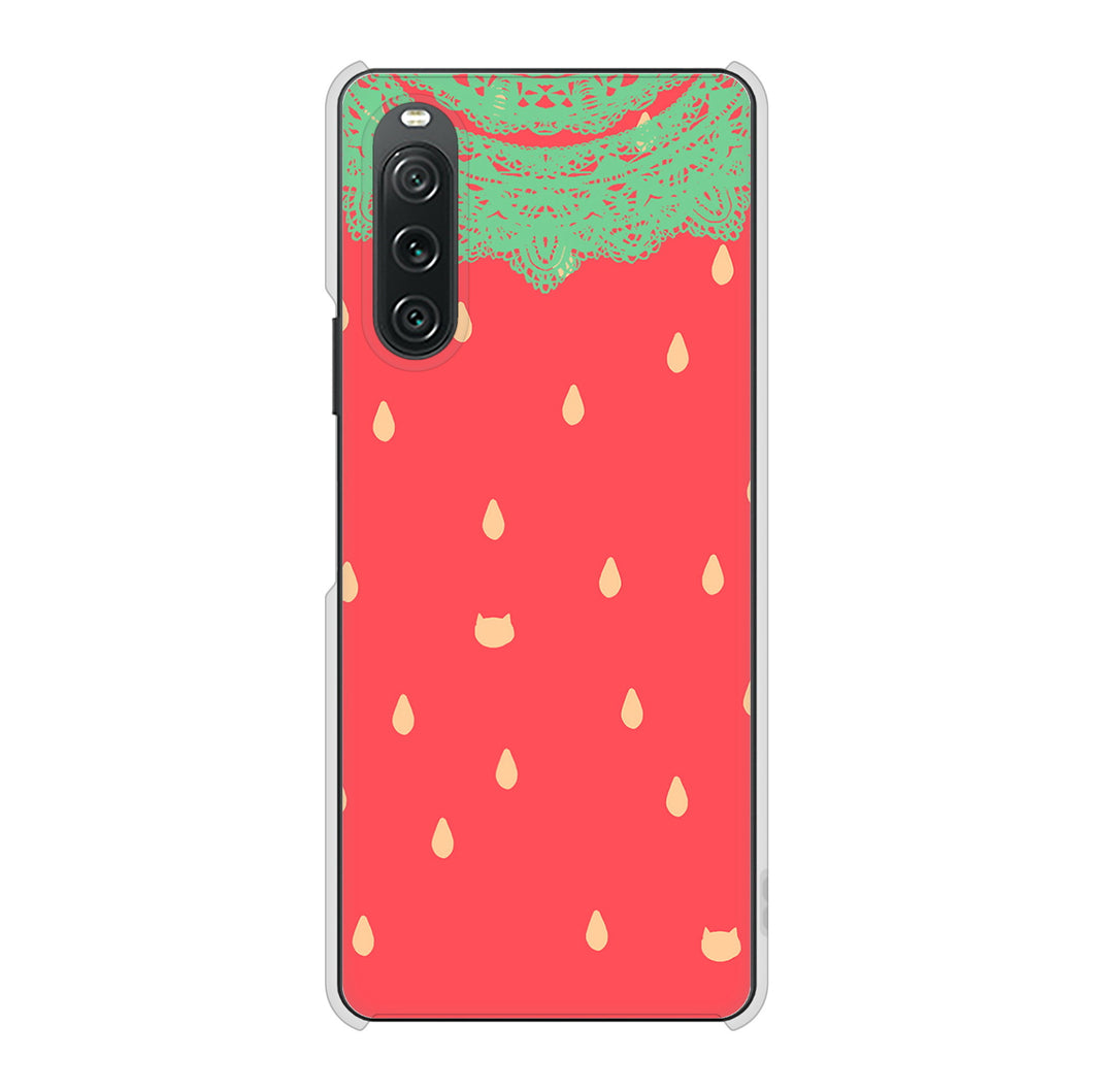 Xperia 10 V SO-52D docomo 高画質仕上げ 背面印刷 ハードケース 【MI800 strawberry ストロベリー】