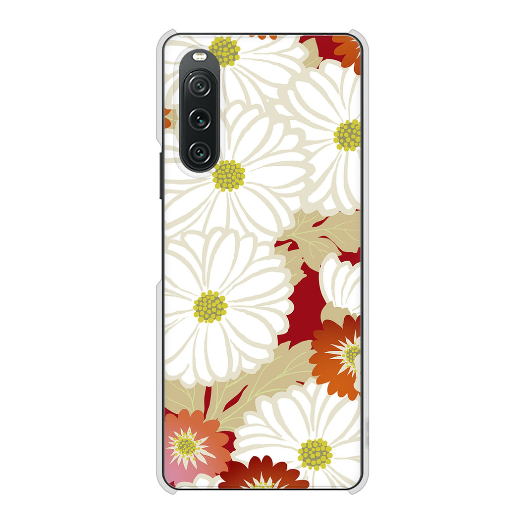 Xperia 10 V SO-52D docomo 高画質仕上げ 背面印刷 ハードケース和花柄