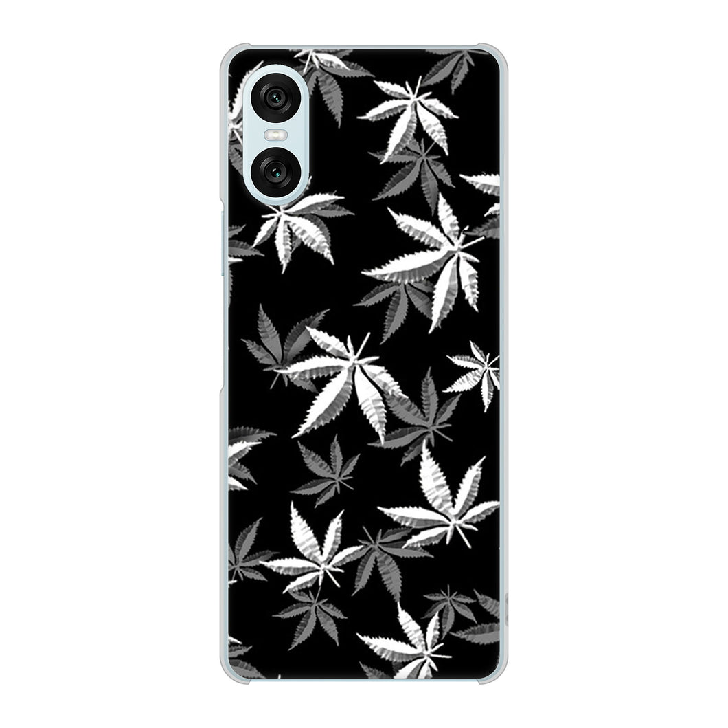 Xperia 10 VI SO-52E docomo 高画質仕上げ 背面印刷 ハードケース 【064 モノトーン大麻ブラック】