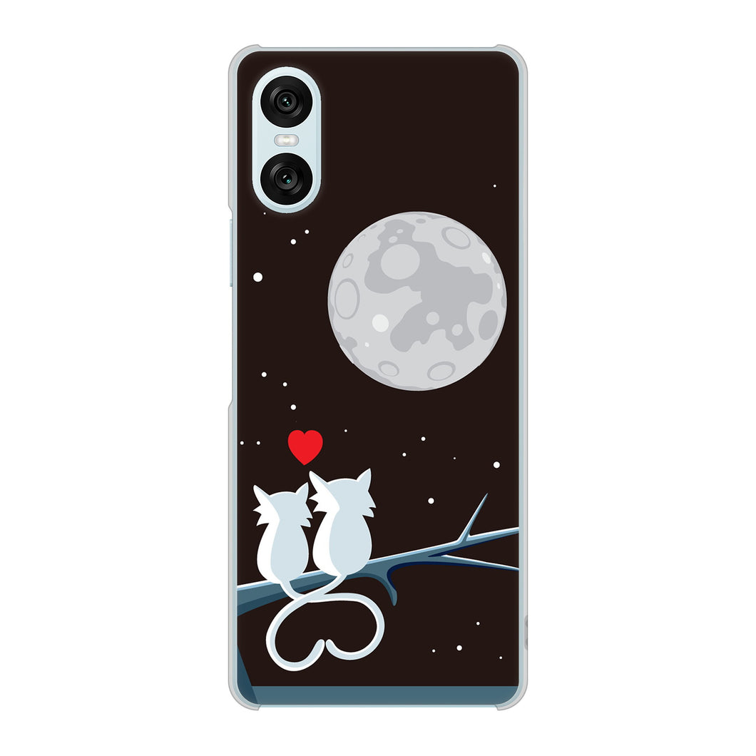 Xperia 10 VI SO-52E docomo 高画質仕上げ 背面印刷 ハードケース夜とネコ