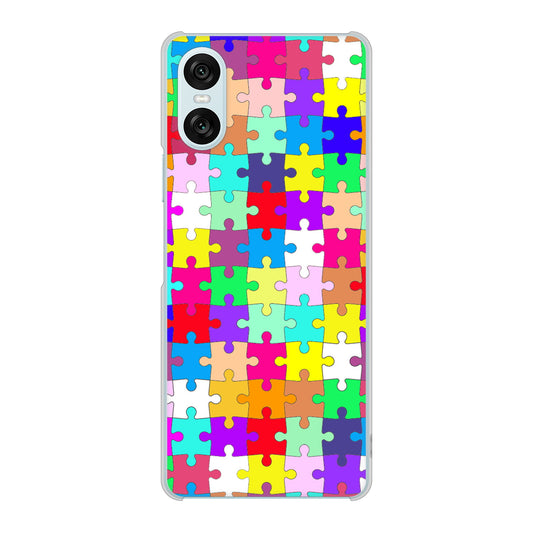 Xperia 10 VI SO-52E docomo 高画質仕上げ 背面印刷 ハードケース 【727 カラフルパズル】