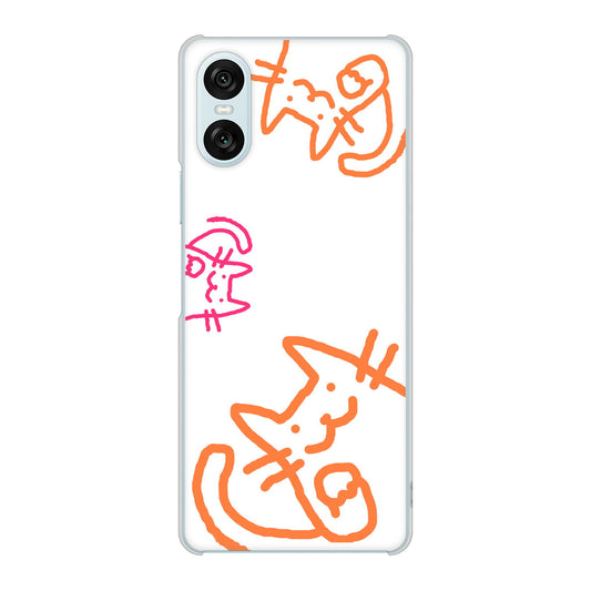 Xperia 10 VI SO-52E docomo 高画質仕上げ 背面印刷 ハードケース 【1098 手まねきする3匹のネコ】