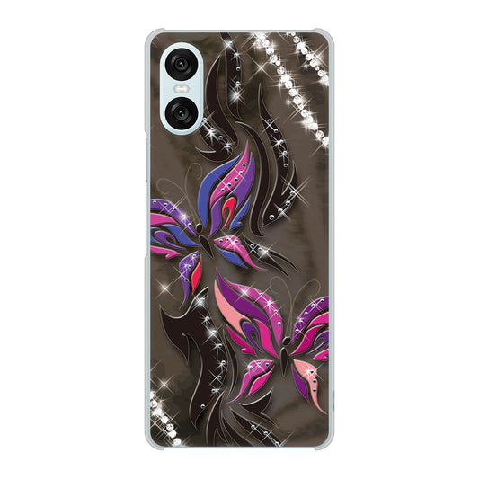 Xperia 10 VI SO-52E docomo 高画質仕上げ 背面印刷 ハードケース 【1164 キラめくストーンと蝶】