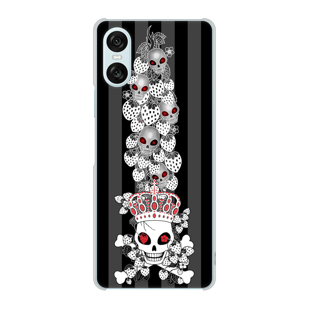 Xperia 10 VI SO-52E docomo 高画質仕上げ 背面印刷 ハードケースむかいあぐる 苺骸骨王冠蔦