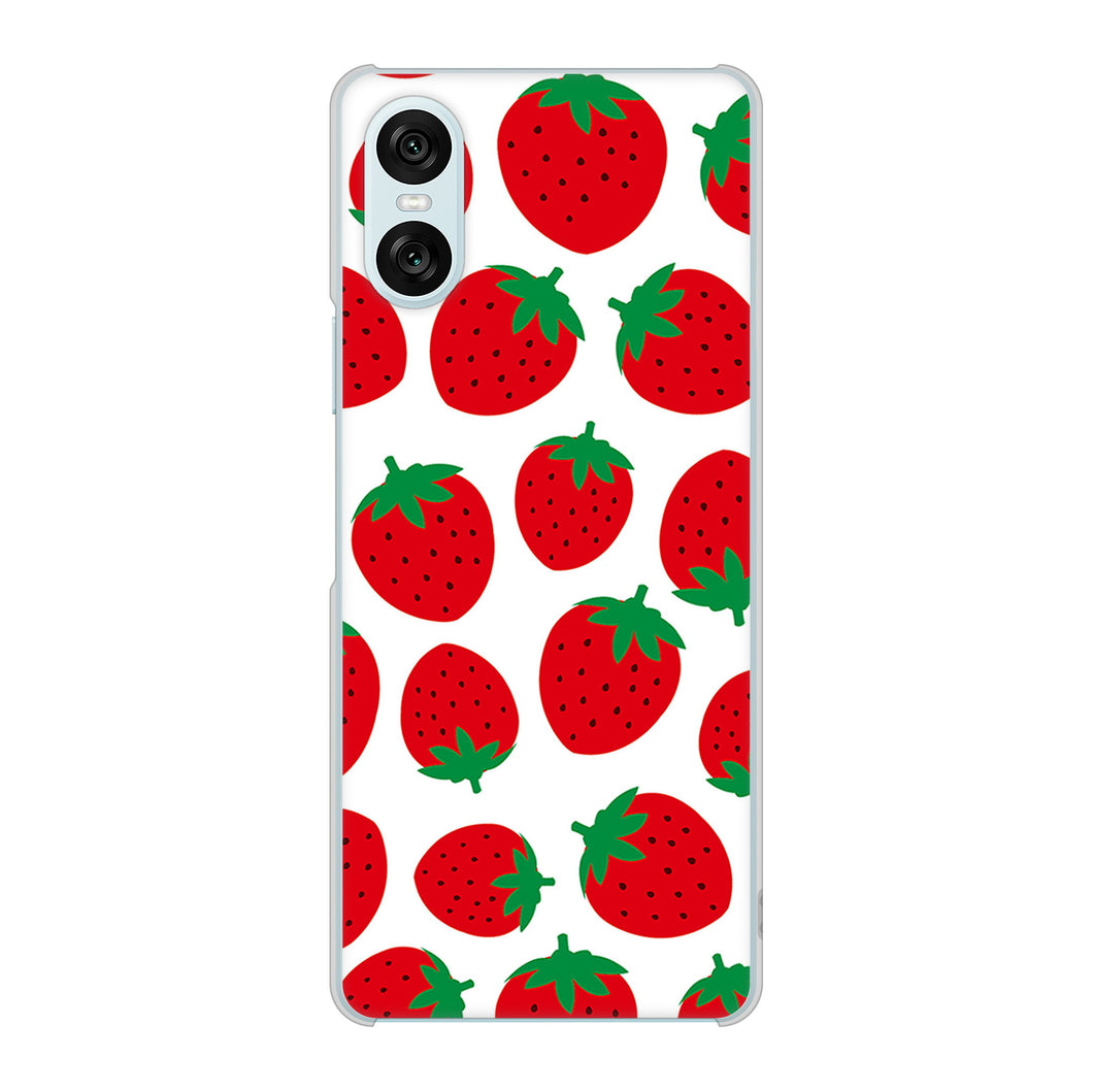 Xperia 10 VI SO-52E docomo 高画質仕上げ 背面印刷 ハードケース小さいイチゴ模様