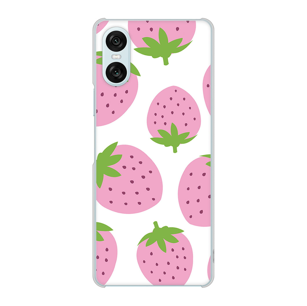 Xperia 10 VI SO-52E docomo 高画質仕上げ 背面印刷 ハードケース大きいイチゴ模様