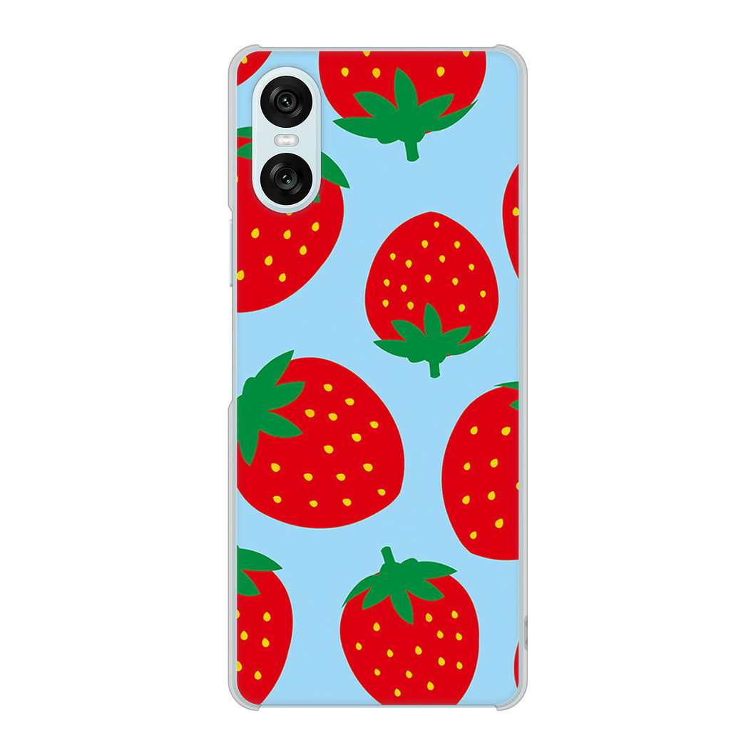 Xperia 10 VI SO-52E docomo 高画質仕上げ 背面印刷 ハードケース大きいイチゴ模様