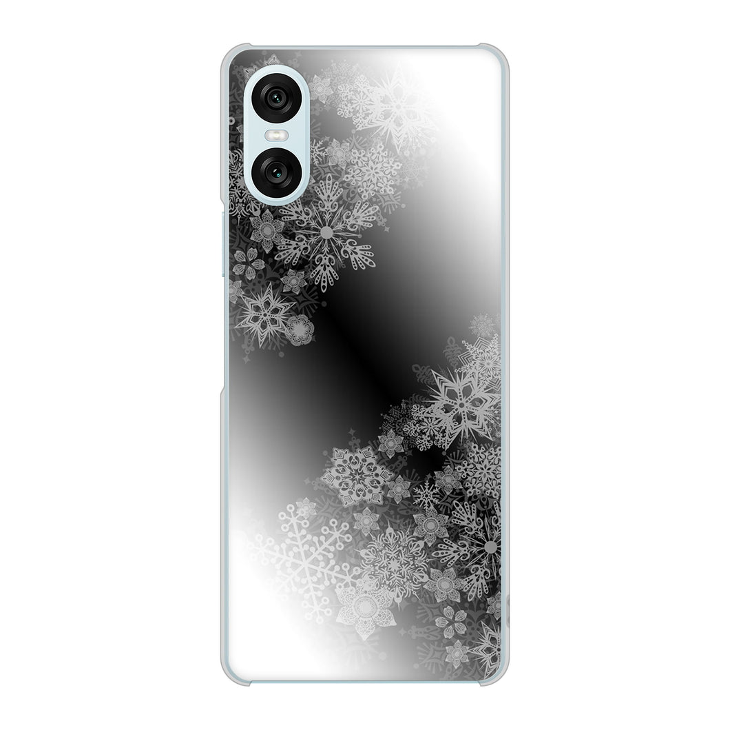 Xperia 10 VI SO-52E docomo 高画質仕上げ 背面印刷 ハードケース 【YJ340 モノトーン 雪の結晶 】