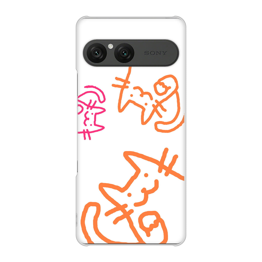 Xperia 10 VII SO-52F docomo 高画質仕上げ 背面印刷 ハードケース 【1098 手まねきする3匹のネコ】