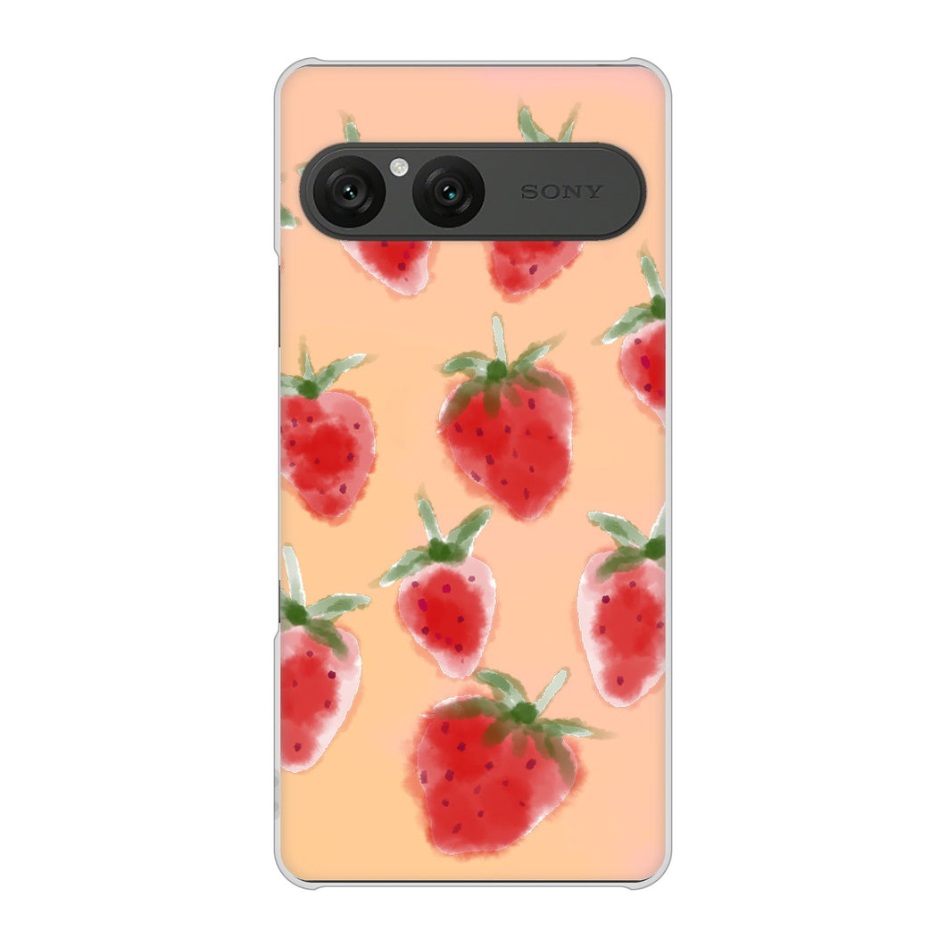 Xperia 10 VII SO-52F docomo 高画質仕上げ 背面印刷 ハードケースイチゴ 水彩