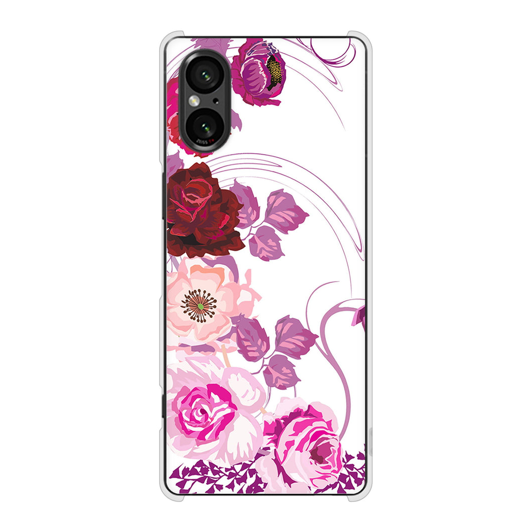 Xperia 5 V SO-53D docomo 高画質仕上げ 背面印刷 ハードケースロマンチックなバラ