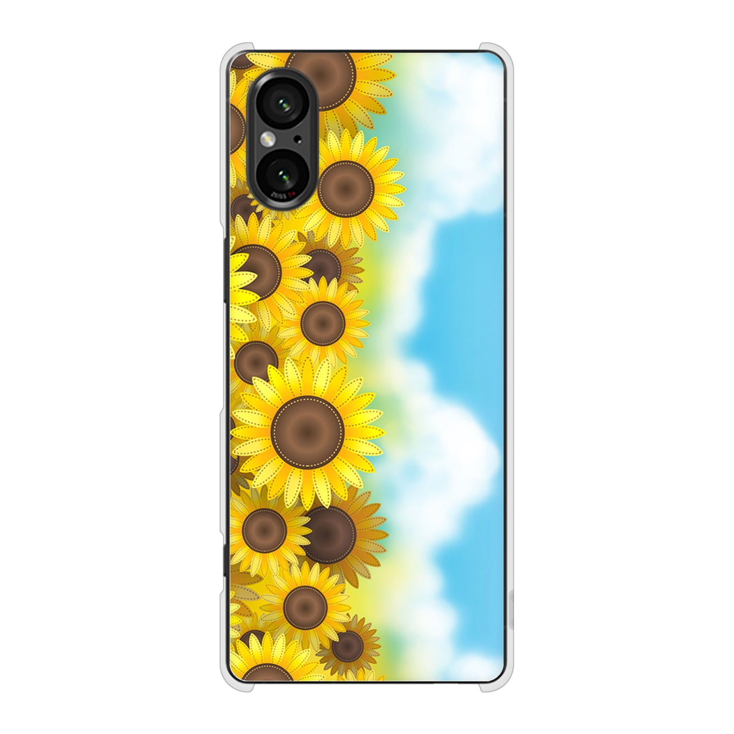 Xperia 5 V SO-53D docomo 高画質仕上げ 背面印刷 ハードケース 【148 ひまわり畑】
