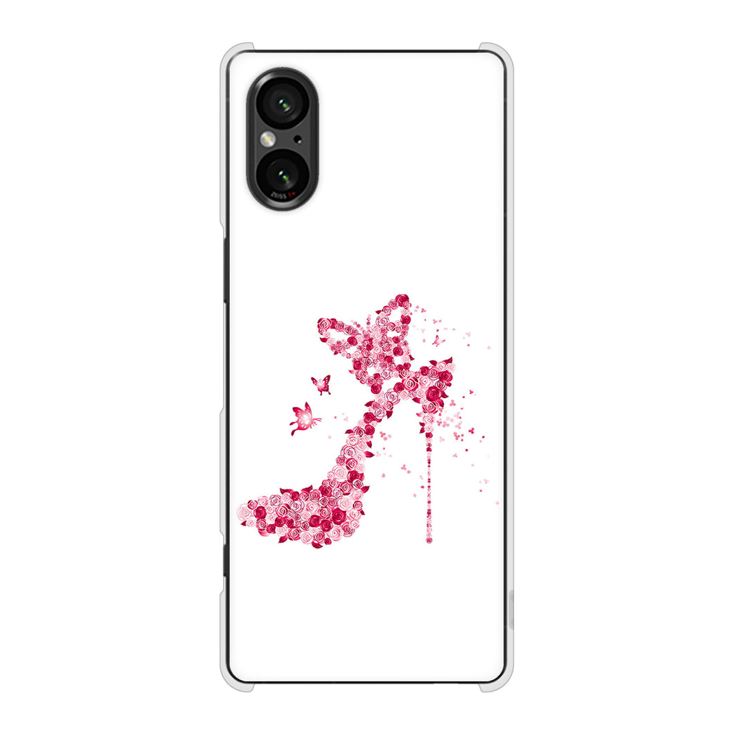 Xperia 5 V SO-53D docomo 高画質仕上げ 背面印刷 ハードケース 【387 薔薇のハイヒール】
