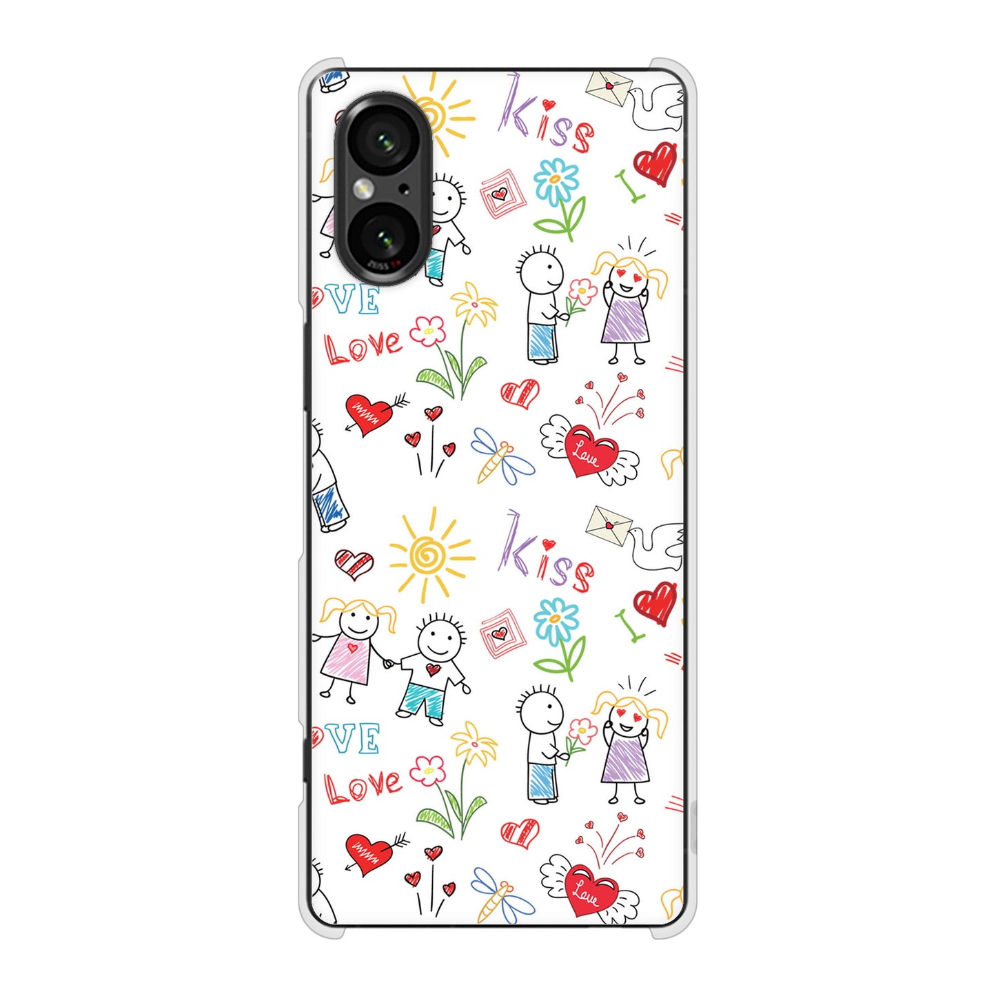 Xperia 5 V SO-53D docomo 高画質仕上げ 背面印刷 ハードケースカップル&ファミリー
