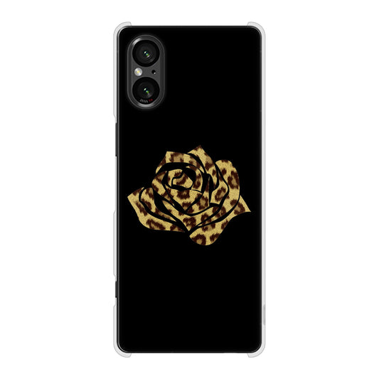 Xperia 5 V SO-53D docomo 高画質仕上げ 背面印刷 ハードケース 【1184 ヒョウのバラ(茶)】