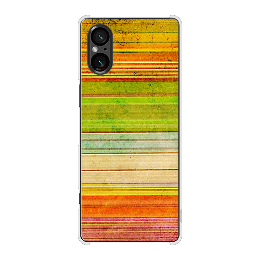 Xperia 5 V SO-53D docomo 高画質仕上げ 背面印刷 ハードケース 【1324 ビンテージボーダー(色彩)】