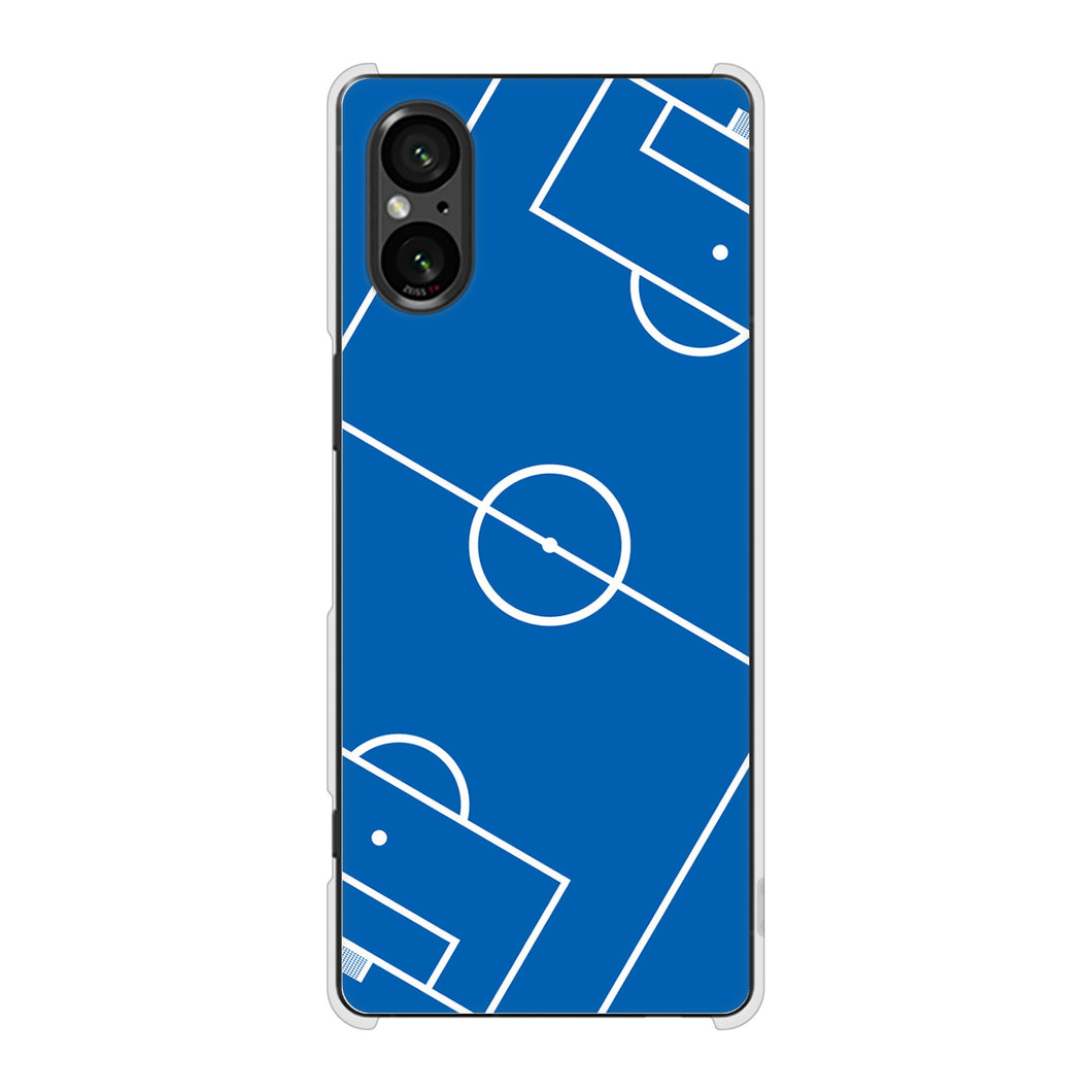 Xperia 5 V SO-53D docomo 高画質仕上げ 背面印刷 ハードケース 【IB922 SOCCER_ピッチ】