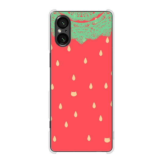 Xperia 5 V SO-53D docomo 高画質仕上げ 背面印刷 ハードケース 【MI800 strawberry ストロベリー】