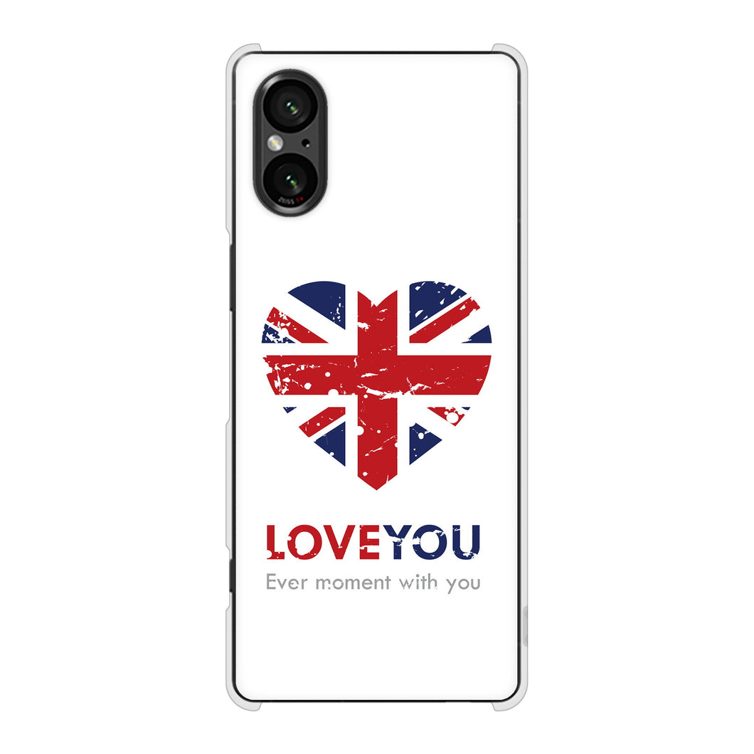 Xperia 5 V SO-53D docomo 高画質仕上げ 背面印刷 ハードケースユニオンジャックハート