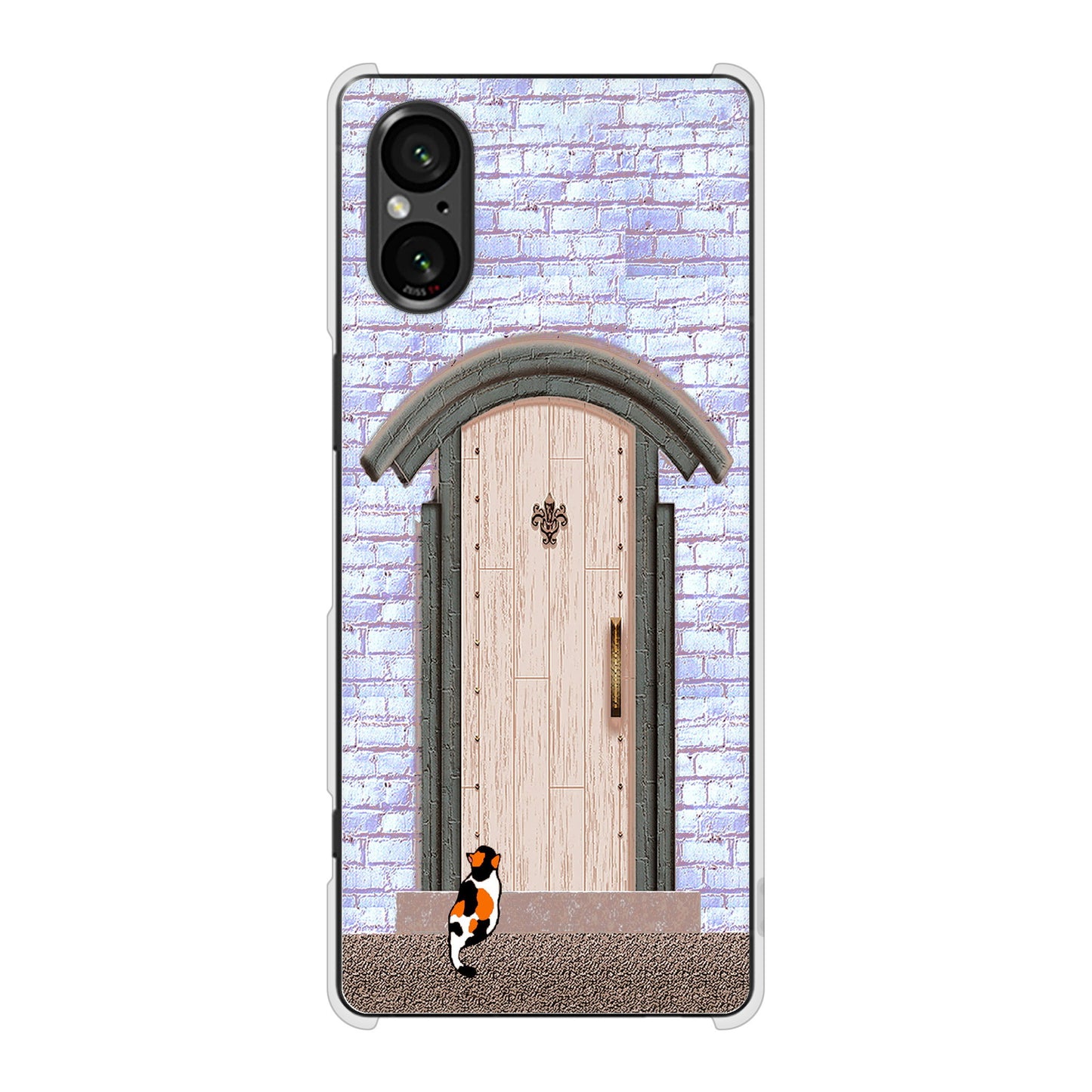 Xperia 5 V SO-53D docomo 高画質仕上げ 背面印刷 ハードケース猫とドア
