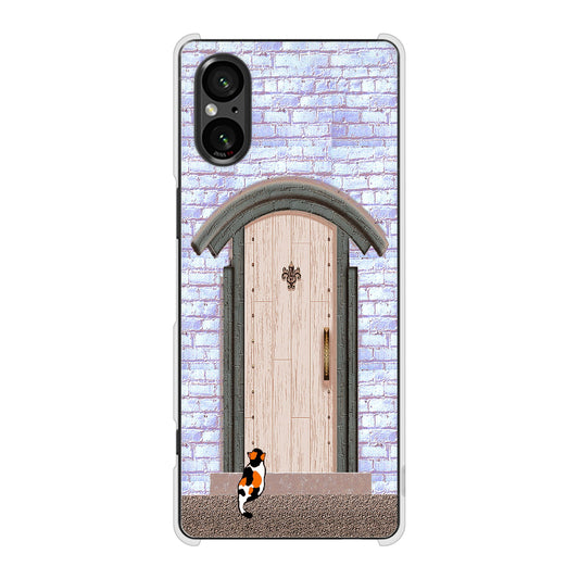 Xperia 5 V SO-53D docomo 高画質仕上げ 背面印刷 ハードケース猫とドア