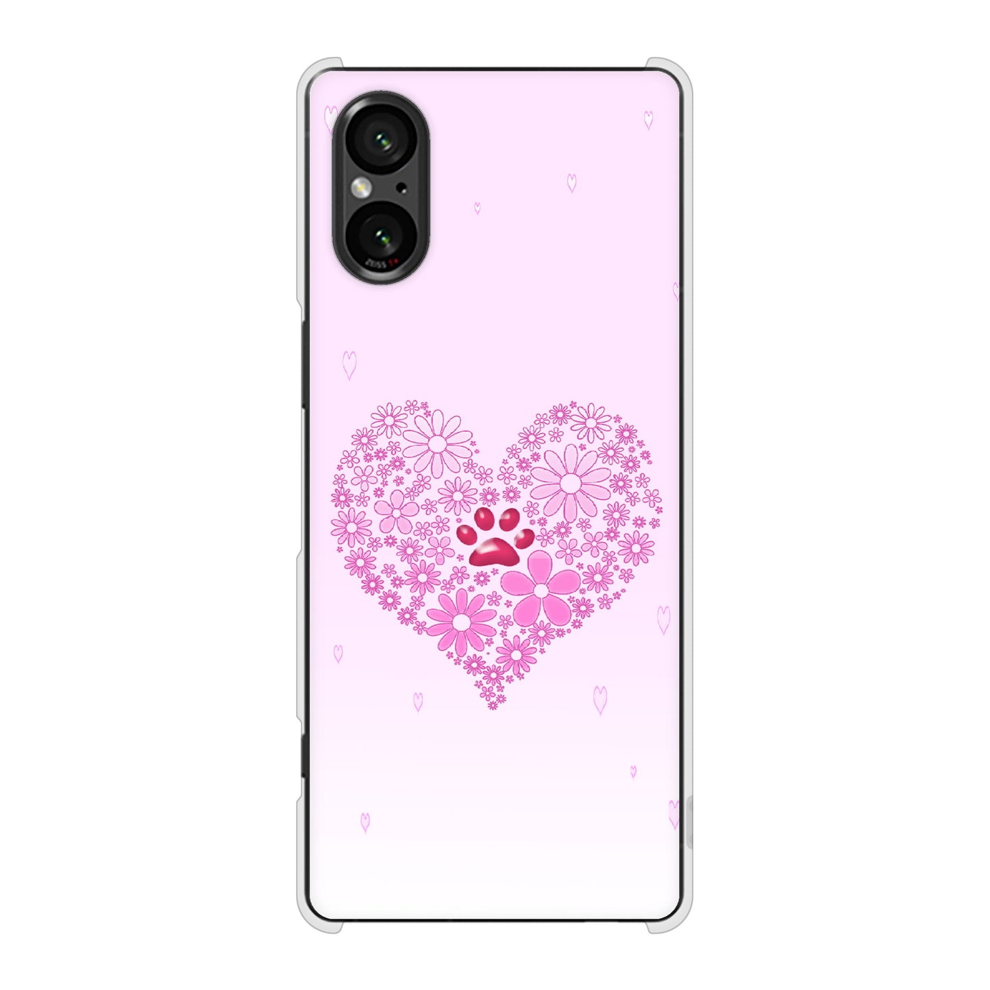 Xperia 5 V SO-53D docomo 高画質仕上げ 背面印刷 ハードケースハートと肉球