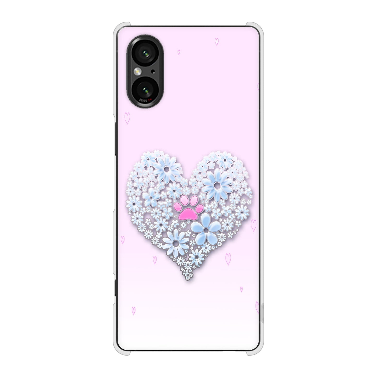 Xperia 5 V SO-53D docomo 高画質仕上げ 背面印刷 ハードケースハートと肉球