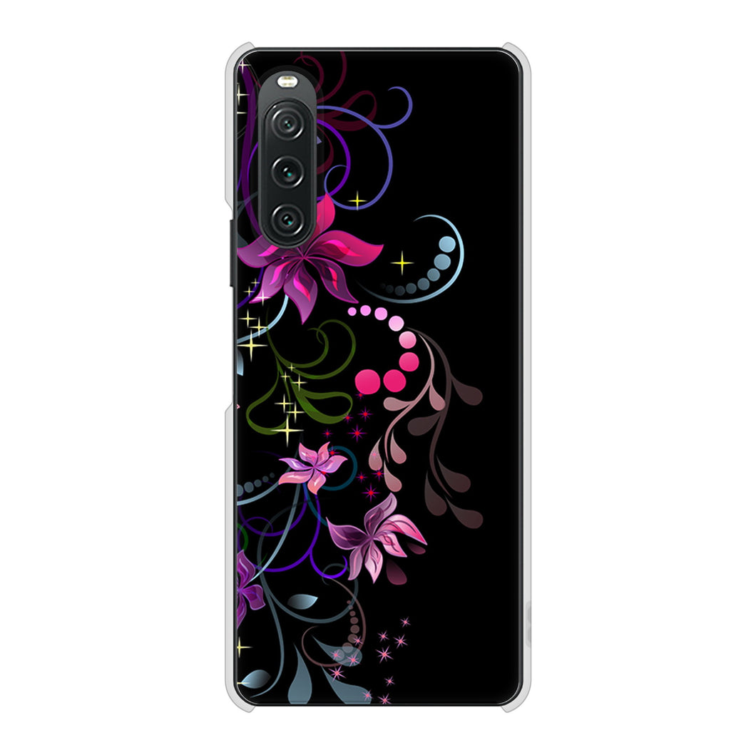 Xperia 10 V SOG11 au 高画質仕上げ 背面印刷 ハードケース 【263 闇に浮かぶ華】
