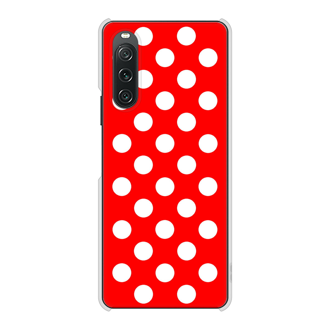 Xperia 10 V SOG11 au 高画質仕上げ 背面印刷 ハードケースシンプル柄(水玉)