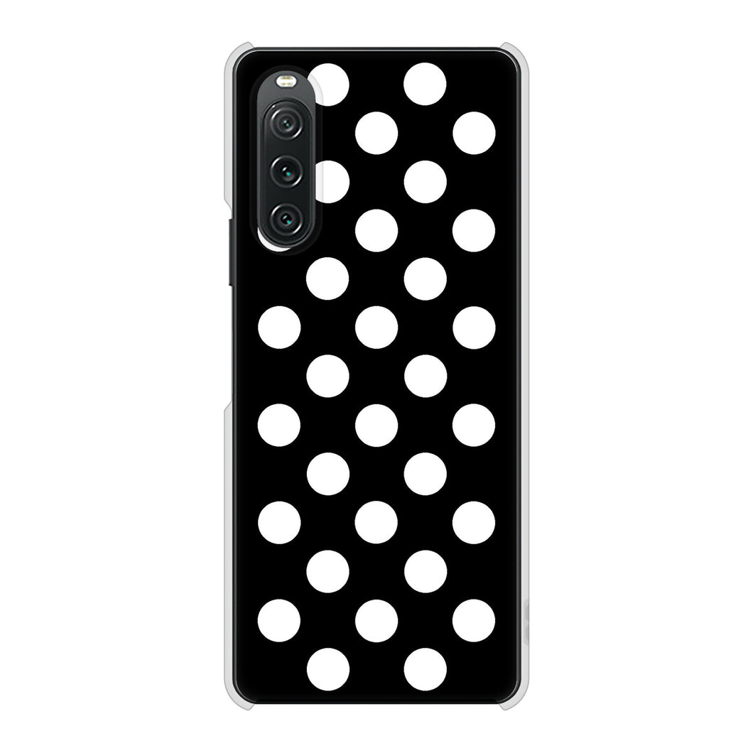 Xperia 10 V SOG11 au 高画質仕上げ 背面印刷 ハードケースシンプル柄(水玉)