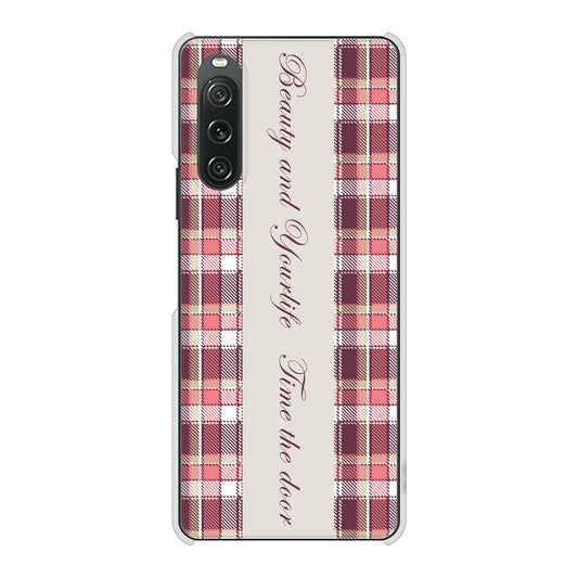 Xperia 10 V SOG11 au 高画質仕上げ 背面印刷 ハードケースピンクチェック
