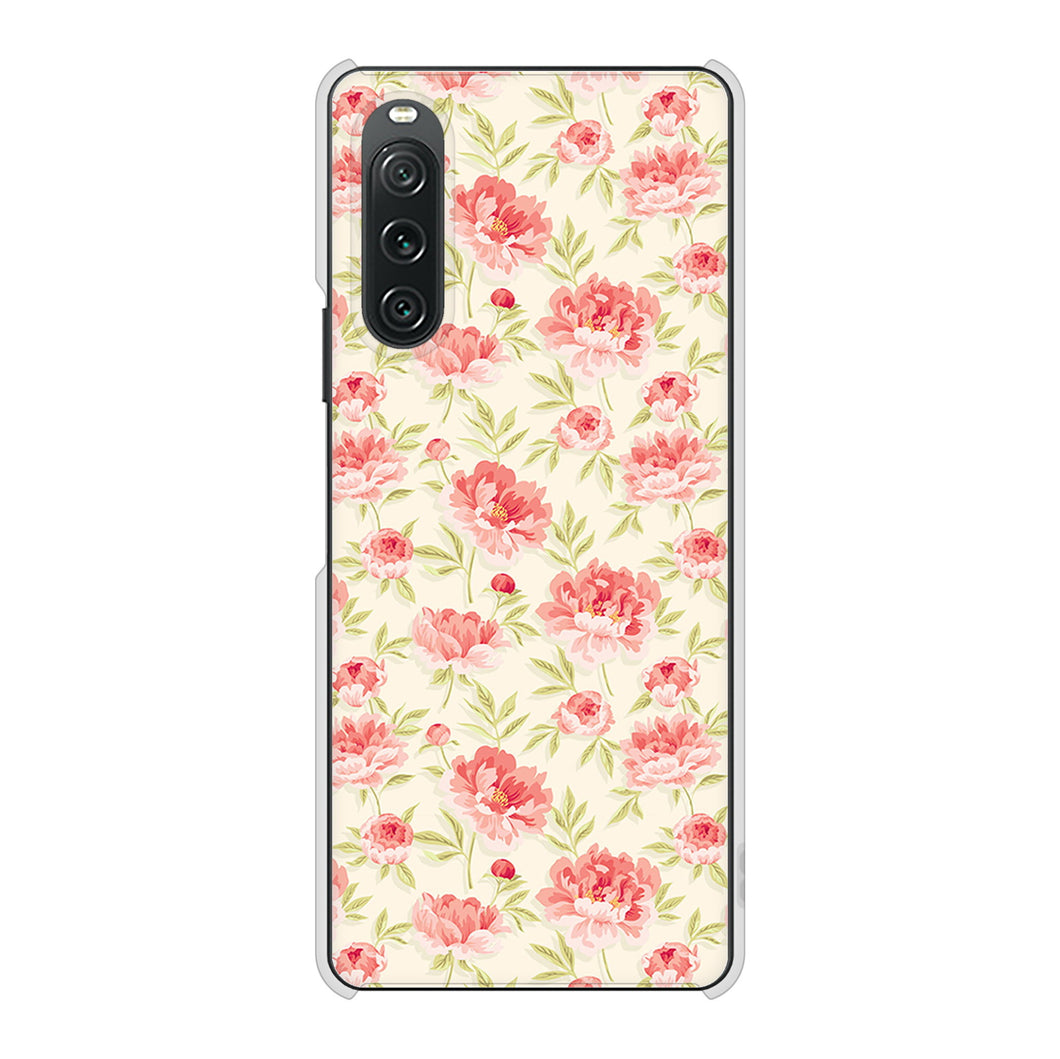 Xperia 10 V SOG11 au 高画質仕上げ 背面印刷 ハードケース北欧の小花