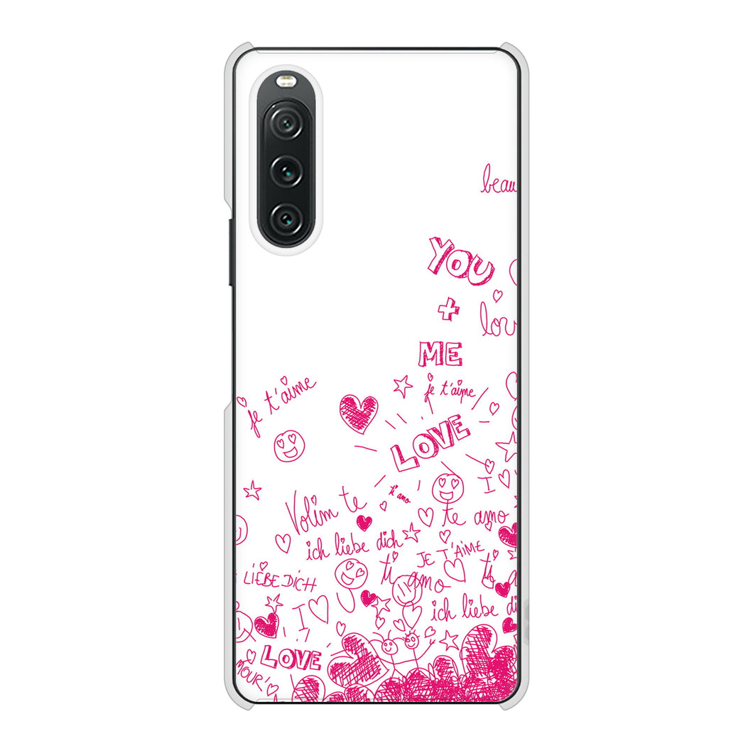 Xperia 10 V SOG11 au 高画質仕上げ 背面印刷 ハードケースプリティハート