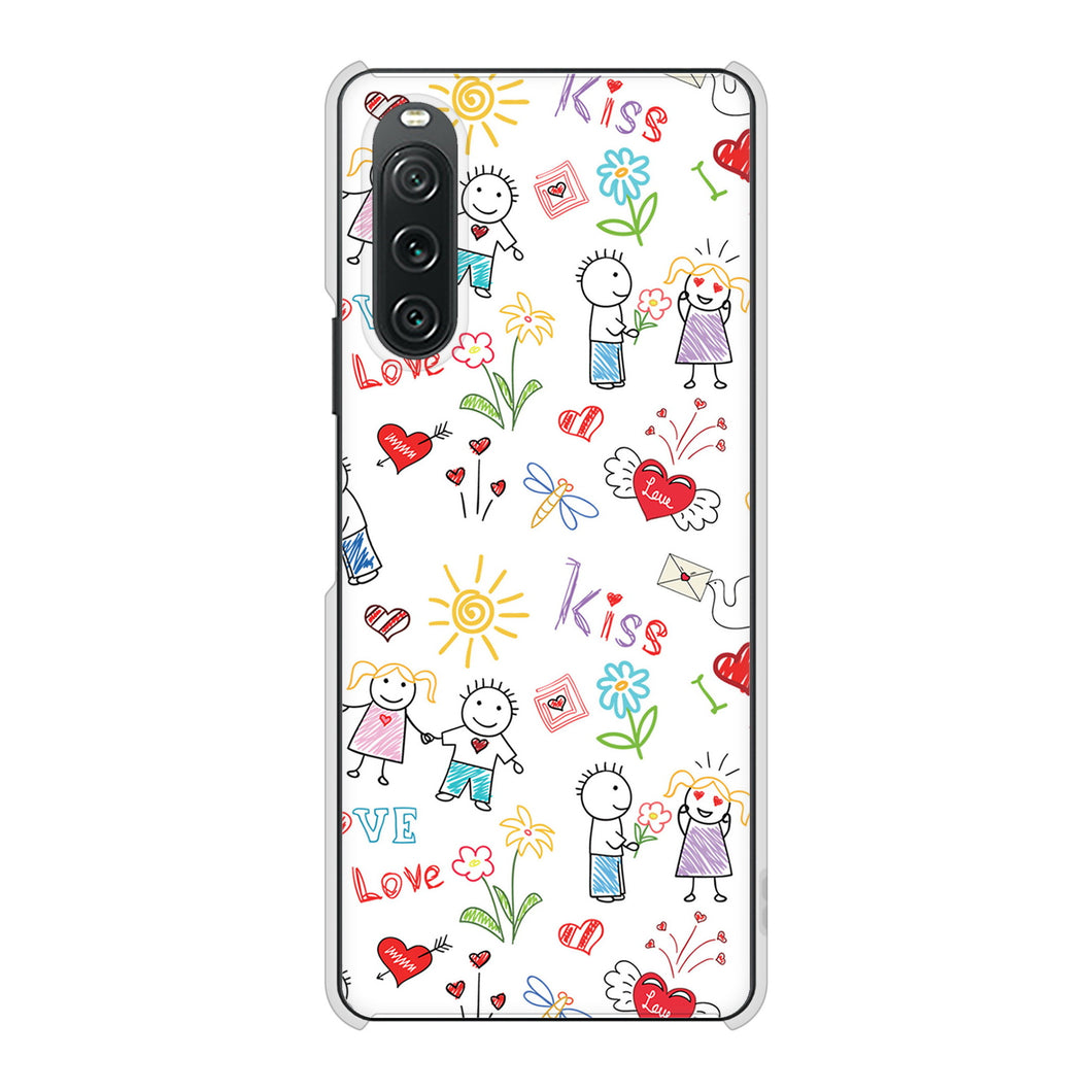 Xperia 10 V SOG11 au 高画質仕上げ 背面印刷 ハードケースカップル&ファミリー