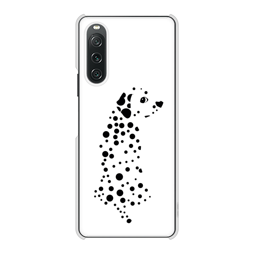 Xperia 10 V SOG11 au 高画質仕上げ 背面印刷 ハードケース 【1038 振り向くダルメシアン(WH)】