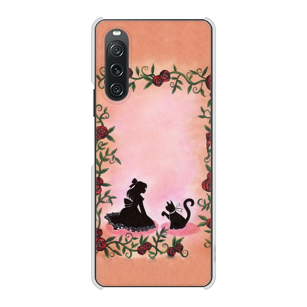 Xperia 10 V SOG11 au 高画質仕上げ 背面印刷 ハードケースお姫様とネコ