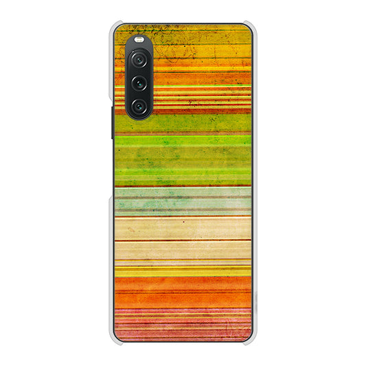 Xperia 10 V SOG11 au 高画質仕上げ 背面印刷 ハードケース 【1324 ビンテージボーダー(色彩)】
