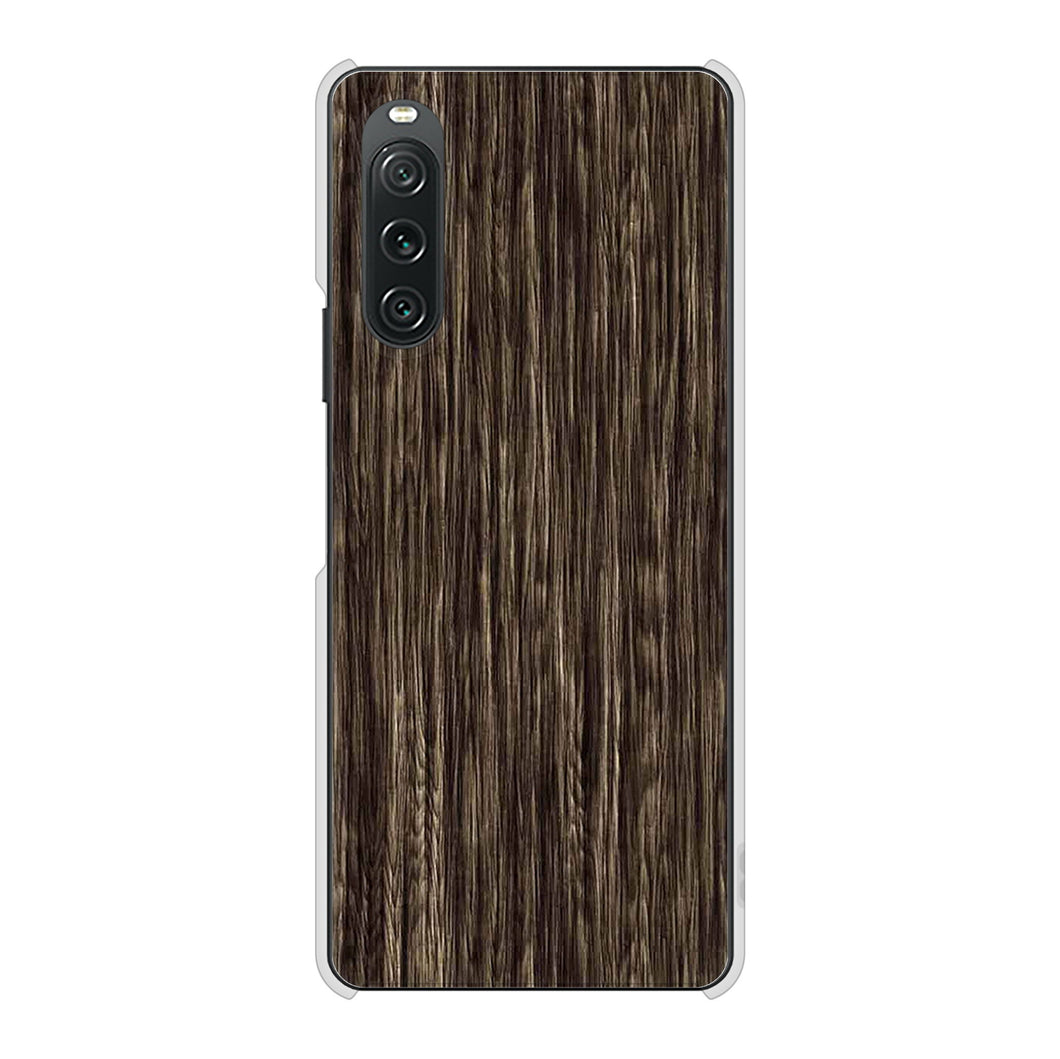 Xperia 10 V SOG11 au 高画質仕上げ 背面印刷 ハードケース 【EK848 木目ダークブラウン】