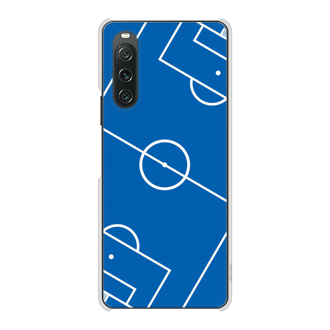 Xperia 10 V SOG11 au 高画質仕上げ 背面印刷 ハードケース 【IB922 SOCCER_ピッチ】