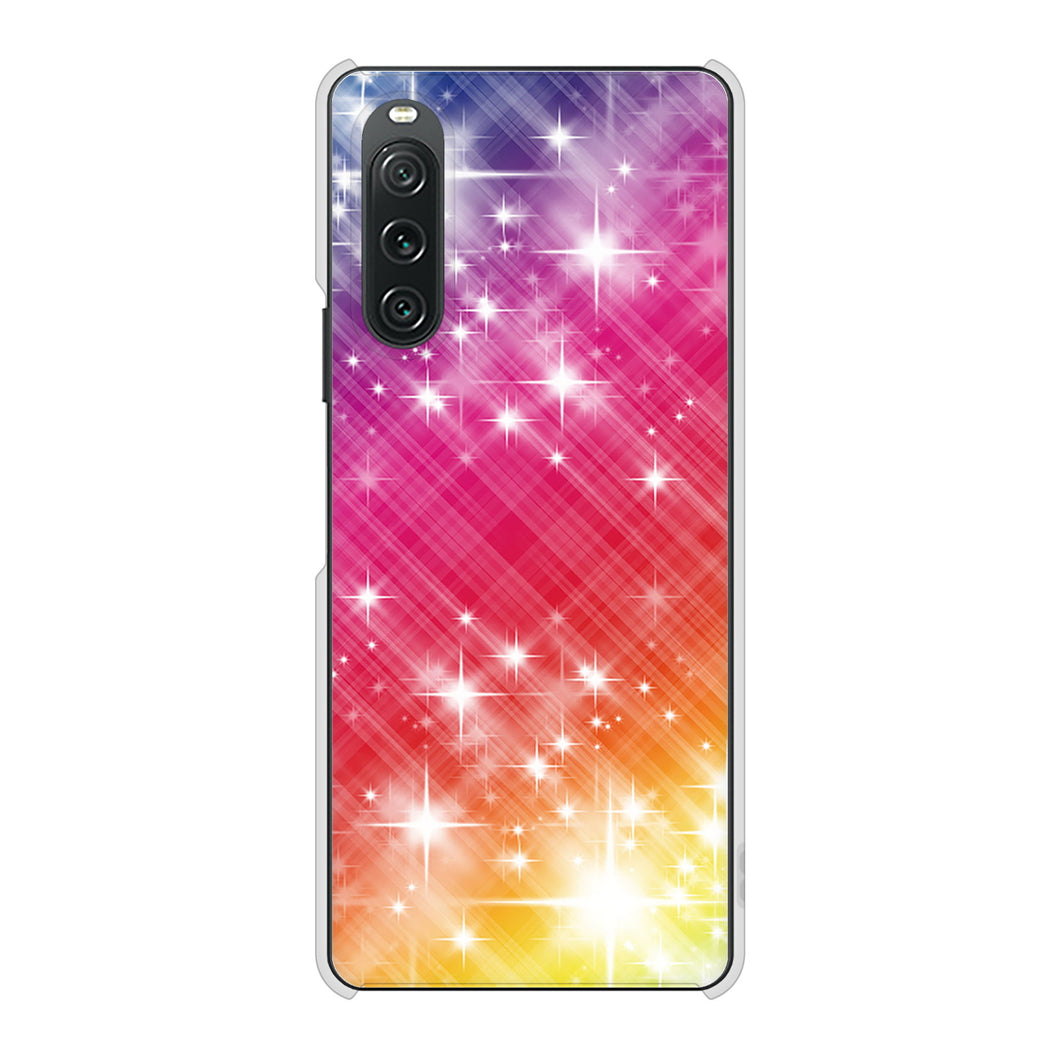 Xperia 10 V SOG11 au 高画質仕上げ 背面印刷 ハードケース 【VA872 レインボーフレーム】