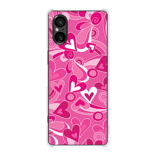 Xperia 5 V SOG12 au 高画質仕上げ 背面印刷 ハードケースプリティハート